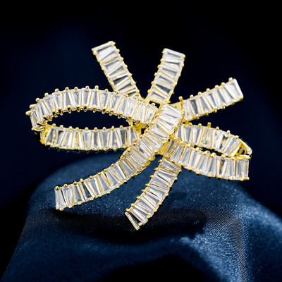 OKILY Broșe minunate cu crengă de măslin, zircon, cu fundă, pentru femei, ace și broșe, eșarfă, ace de perle de modă, cadou de Ziua Recunoștinței