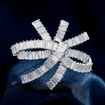 OKILY Broșe minunate cu crengă de măslin, zircon, cu fundă, pentru femei, ace și broșe, eșarfă, ace de perle de modă, cadou de Ziua Recunoștinței