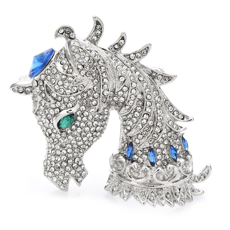 Wuli&baby luksuzni broševi s konjima za žene, muškarce, dvobojni sjajni vještački dijamant, vilinska životinja, uredski broš, igla, darovi