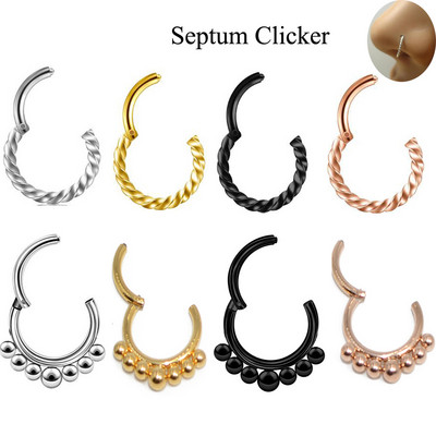 16g 1db sebészeti acél csuklós szegmens gyűrűk Septum orrclikátor piercing orr ajak fülbevaló Helix orr piercing testékszer