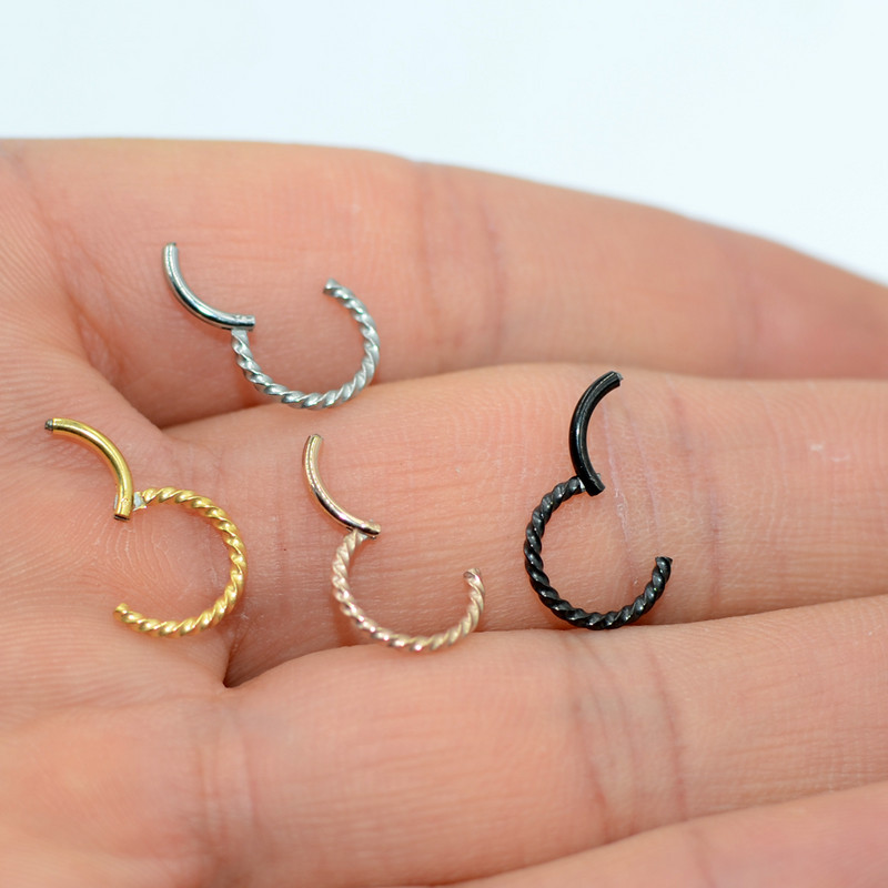 16 g 1 komad prstenova sa šarkama od kirurškog čelika Pregrada za nos Kliker za piercing naušnice za usne Helix Nakit za tijelo za piercing nosa