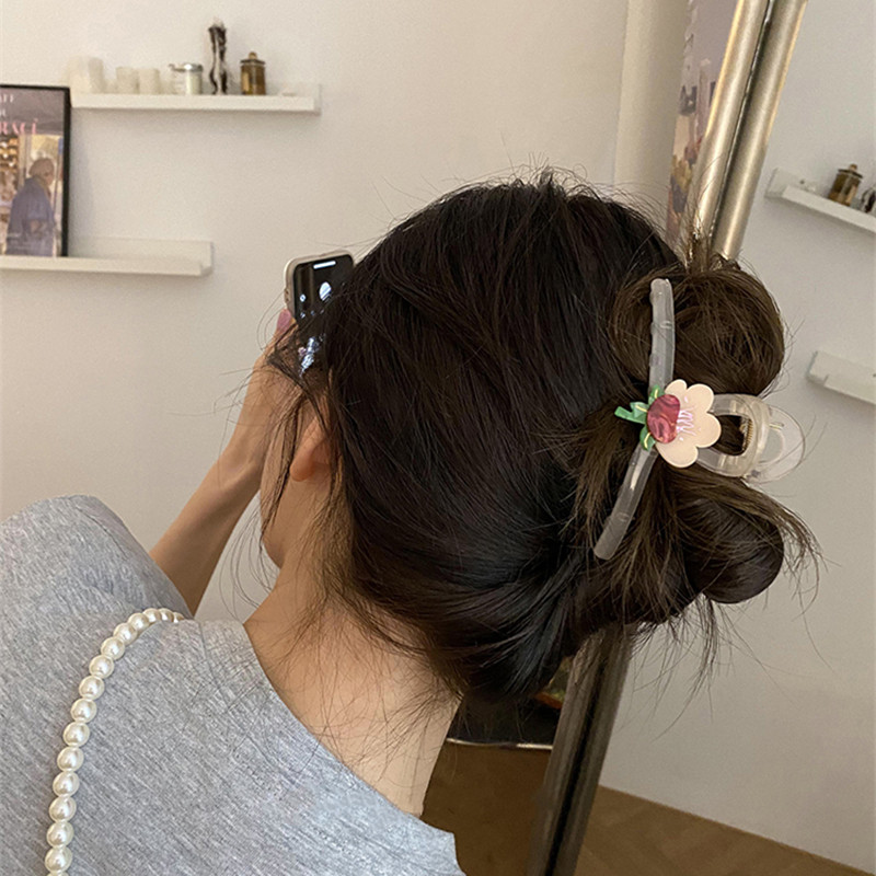 Nouă moda lalele acetat acrilic ac de păr franțuzesc dulce fetiță jeleu culoare floare cleme de păr accesorii de păr femei gheare de păr