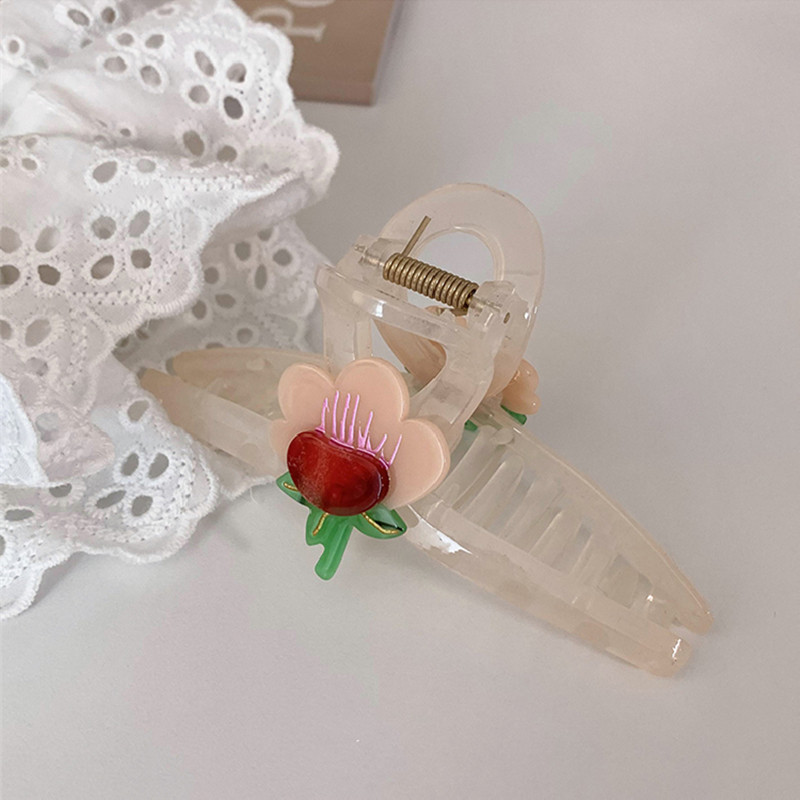 Nouă moda lalele acetat acrilic ac de păr franțuzesc dulce fetiță jeleu culoare floare cleme de păr accesorii de păr femei gheare de păr