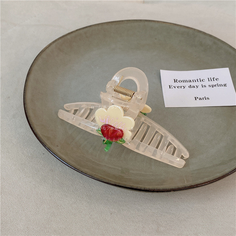 Nouă moda lalele acetat acrilic ac de păr franțuzesc dulce fetiță jeleu culoare floare cleme de păr accesorii de păr femei gheare de păr