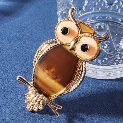 D&Rui slatki ženski pozlaćeni broš sova akrilne legure igle za ptice s intarzijama za žene, muškarce, paket za kapute, dodaci, igla za poklon za zabavu