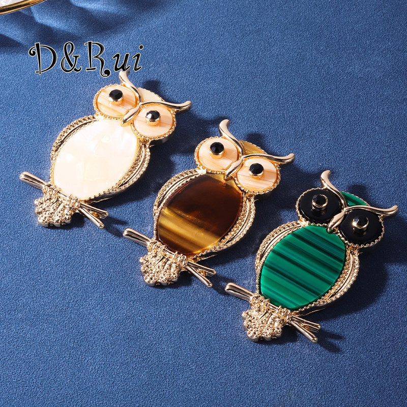 D&Rui slatki ženski pozlaćeni broš sova akrilne legure igle za ptice s intarzijama za žene, muškarce, paket za kapute, dodaci, igla za poklon za zabavu