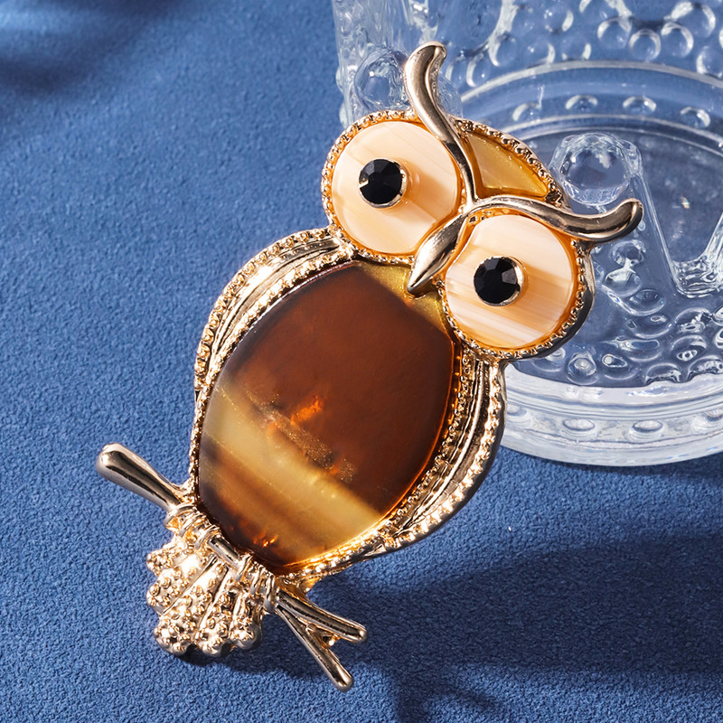 D&Rui slatki ženski pozlaćeni broš sova akrilne legure igle za ptice s intarzijama za žene, muškarce, paket za kapute, dodaci, igla za poklon za zabavu