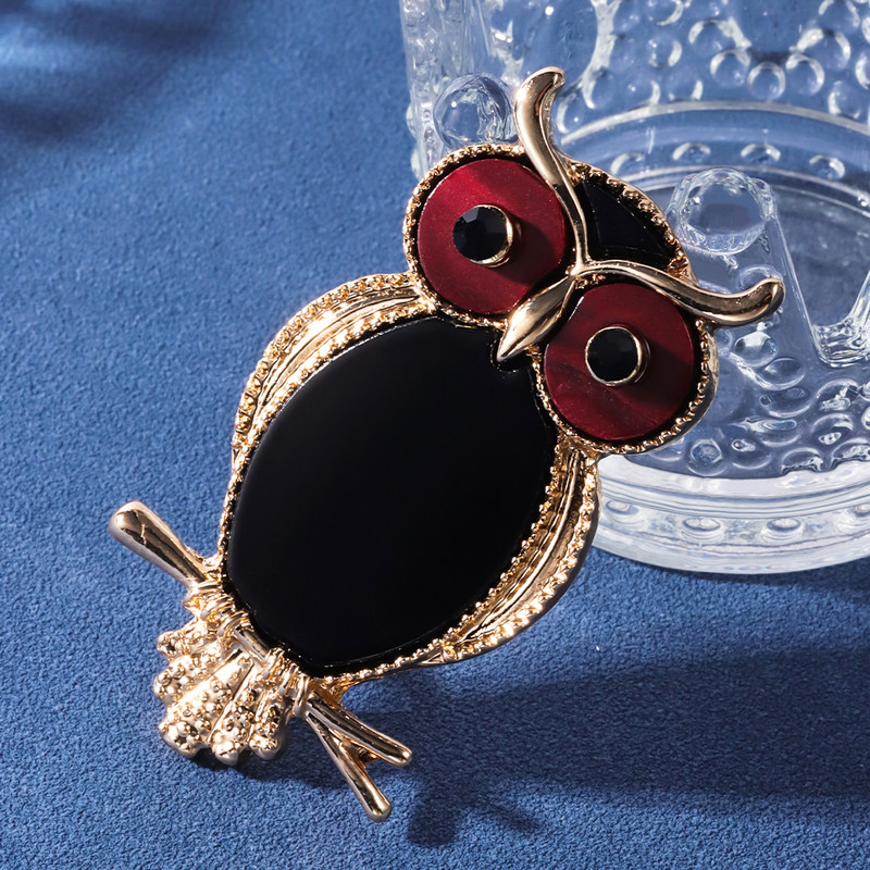 D&Rui slatki ženski pozlaćeni broš sova akrilne legure igle za ptice s intarzijama za žene, muškarce, paket za kapute, dodaci, igla za poklon za zabavu