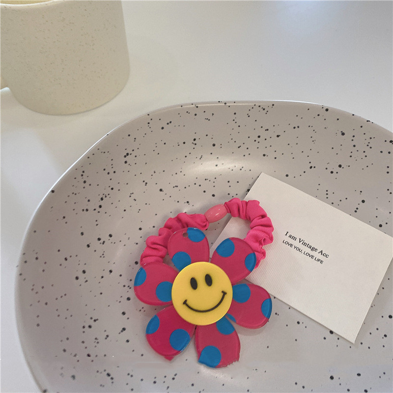 Korejska verzija užeta za kosu u boji slatkiša 2021. Jednostavan prsten za kosu Trodimenzionalni smajlić Sunčev cvijet za djevojčice Dodaci za kosu