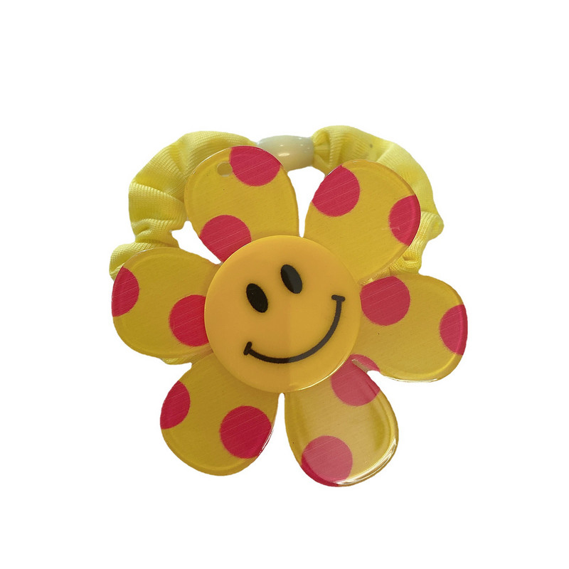 Korejska verzija užeta za kosu u boji slatkiša 2021. Jednostavan prsten za kosu Trodimenzionalni smajlić Sunčev cvijet za djevojčice Dodaci za kosu