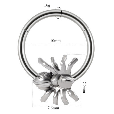 1PC Zmijski pauk Cirkon Pregrada na šarkama Kliker Nos Obruč Prsten Mjesec Zvijezda Tragus Hrskavica Daith Piercing Helix Rook Naušnice 16 g