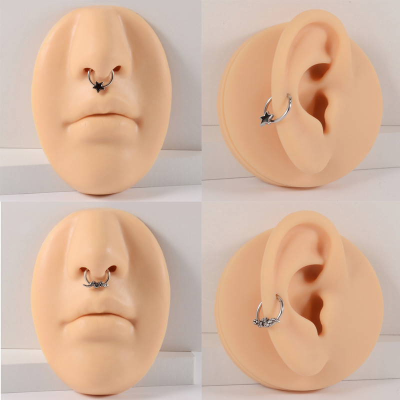 1PC Zmijski pauk Cirkon Pregrada na šarkama Kliker Nos Obruč Prsten Mjesec Zvijezda Tragus Hrskavica Daith Piercing Helix Rook Naušnice 16 g