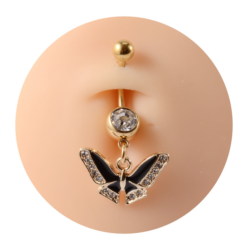 1 bucată de culoare aurie Nombril Ombligo Piercing buric inimă fluture atârnând inele pentru buric inel drăguț pentru buric, bijuterii pentru corp