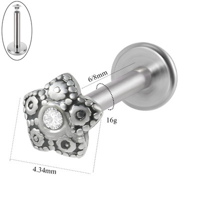 1 buc. cercei cu șuruburi, tragus, cartilaj, piercing, oțel chirurgical, bijuterii CZ, cu filet intern, pentru buze de flori, bijuterii Labret Monroe