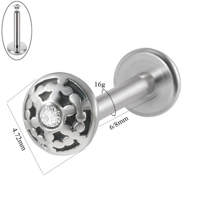 1 buc. cercei cu șuruburi, tragus, cartilaj, piercing, oțel chirurgical, bijuterii CZ, cu filet intern, pentru buze de flori, bijuterii Labret Monroe