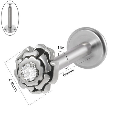 1 buc. cercei cu șuruburi, tragus, cartilaj, piercing, oțel chirurgical, bijuterii CZ, cu filet intern, pentru buze de flori, bijuterii Labret Monroe