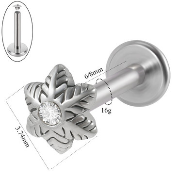 1 buc. cercei cu șuruburi, tragus, cartilaj, piercing, oțel chirurgical, bijuterii CZ, cu filet intern, pentru buze de flori, bijuterii Labret Monroe