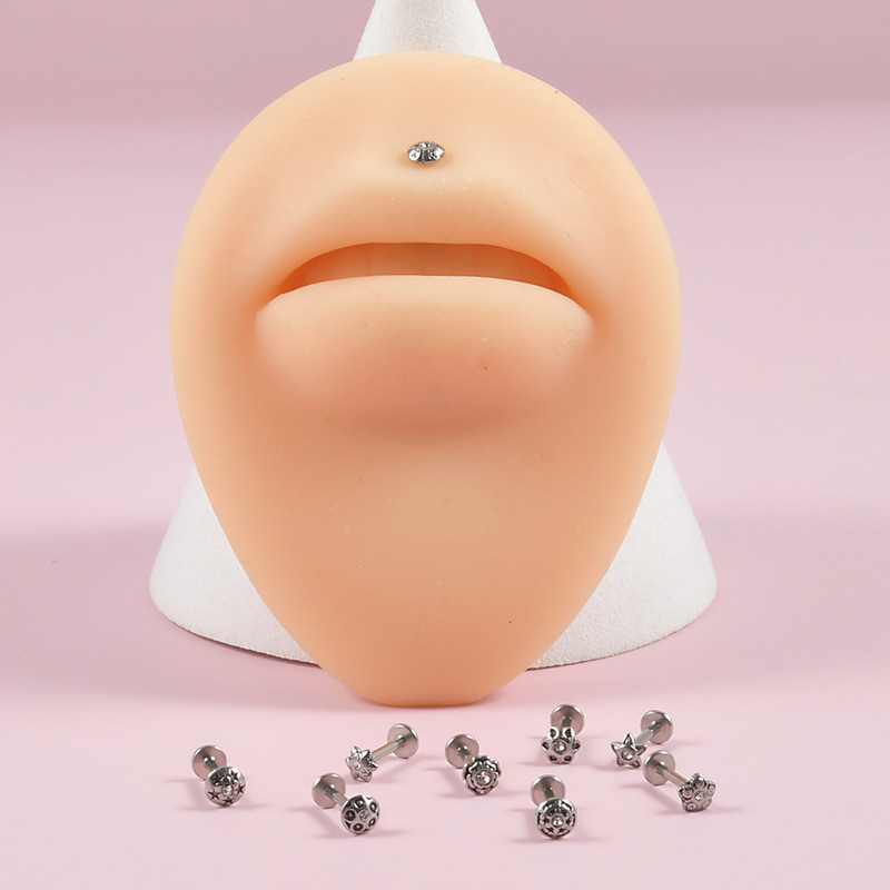 1 buc. cercei cu șuruburi, tragus, cartilaj, piercing, oțel chirurgical, bijuterii CZ, cu filet intern, pentru buze de flori, bijuterii Labret Monroe