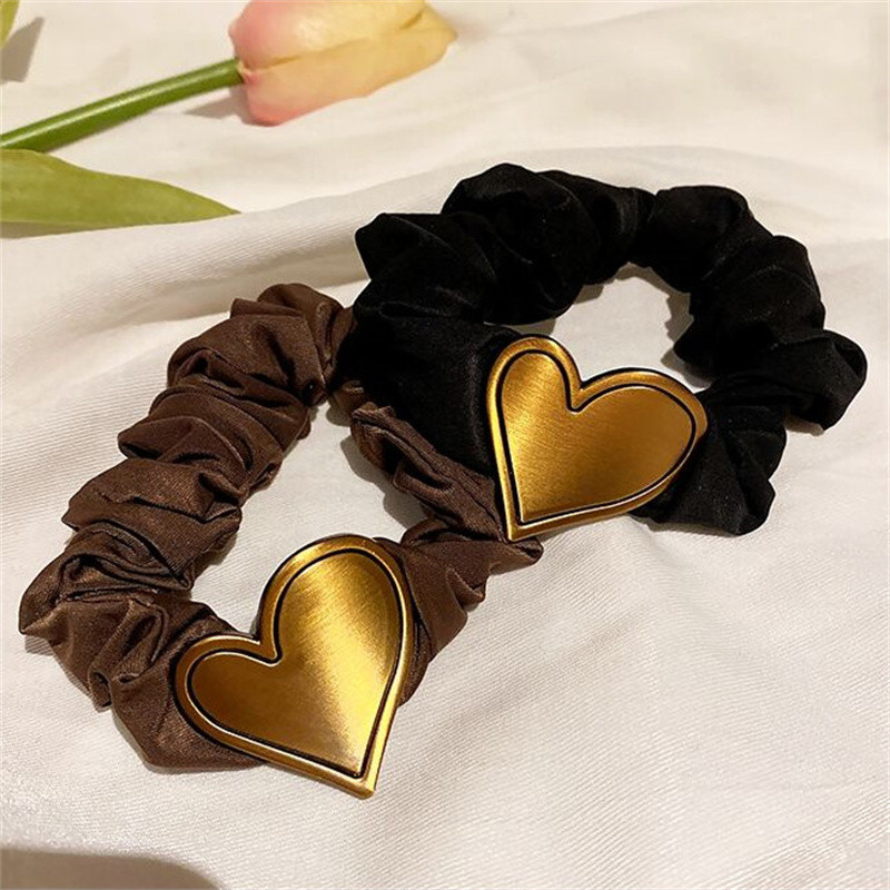 FFLACELL Versiune coreeană 2021, noua modă, vintage, metal cu inimă de dragoste, inel de păr, cravată, cap de păr, bijuterii, cadou pentru femei, fete