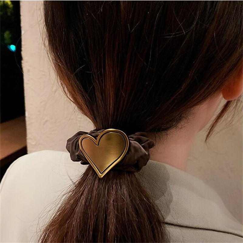 FFLACELL Versiune coreeană 2021, noua modă, vintage, metal cu inimă de dragoste, inel de păr, cravată, cap de păr, bijuterii, cadou pentru femei, fete
