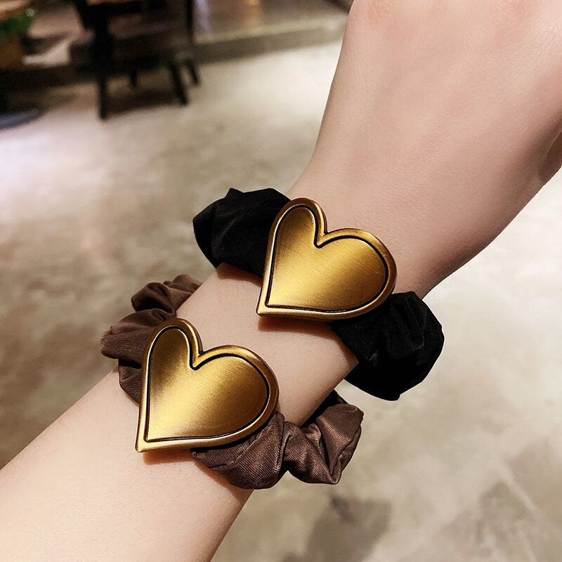 FFLACELL Versiune coreeană 2021, noua modă, vintage, metal cu inimă de dragoste, inel de păr, cravată, cap de păr, bijuterii, cadou pentru femei, fete