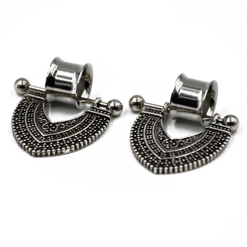 2 buc tunel pentru ureche dublu flare din oțel, mufă goală din silicon, extensii de extensie, scut pentru mamelon, inel cu mreană, bijuterii pentru piercing pentru corp