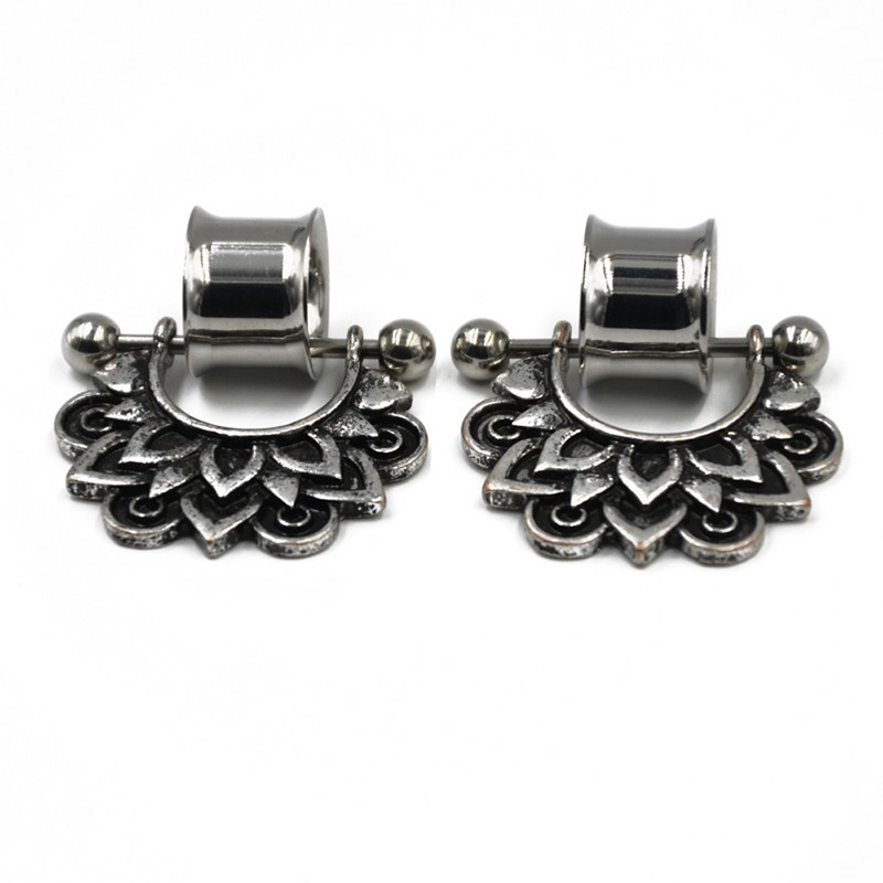 2 buc tunel pentru ureche dublu flare din oțel, mufă goală din silicon, extensii de extensie, scut pentru mamelon, inel cu mreană, bijuterii pentru piercing pentru corp