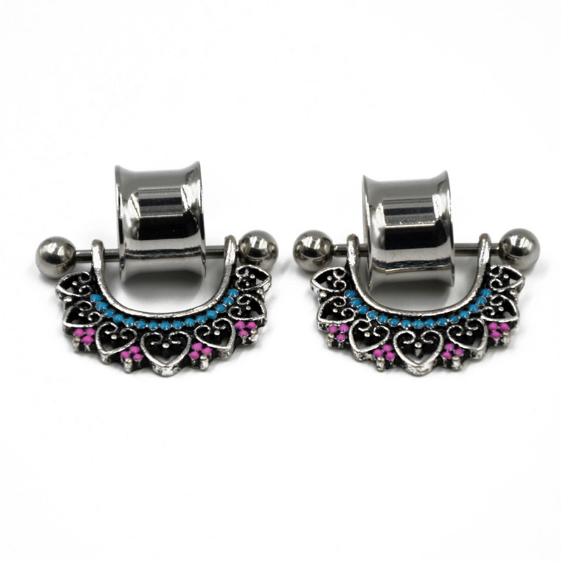 2 buc tunel pentru ureche dublu flare din oțel, mufă goală din silicon, extensii de extensie, scut pentru mamelon, inel cu mreană, bijuterii pentru piercing pentru corp