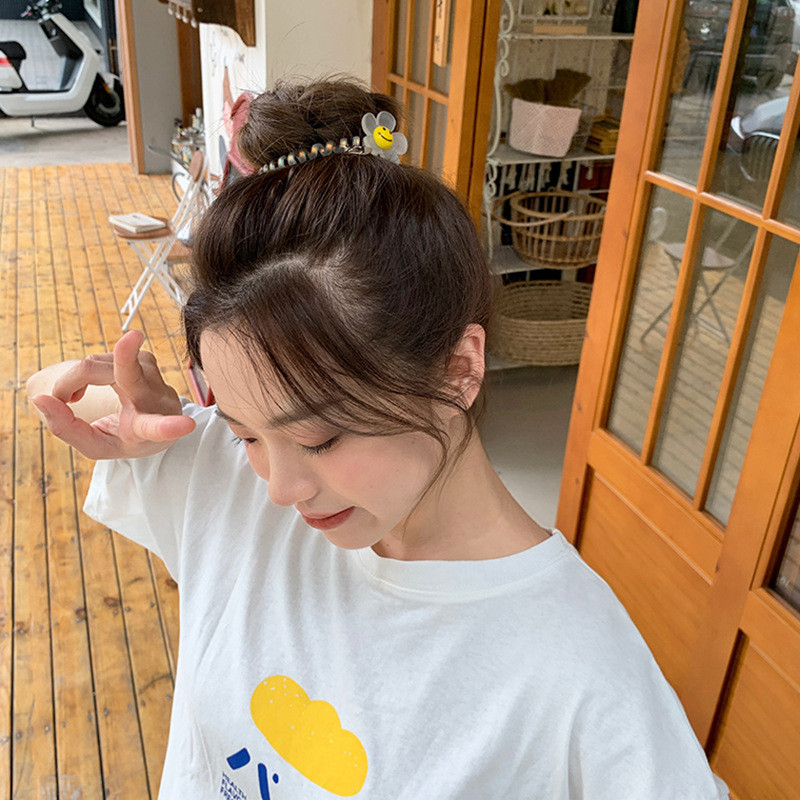 Smiley floarea-soarelui legături de păr în spirală linie telefonică pentru femei, la modă, benzi elastice pentru păr, scrunchies, frânghie de păr, accesorii de păr