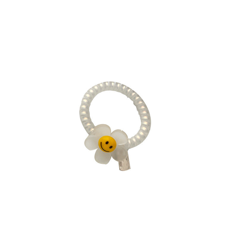 Smiley floarea-soarelui legături de păr în spirală linie telefonică pentru femei, la modă, benzi elastice pentru păr, scrunchies, frânghie de păr, accesorii de păr
