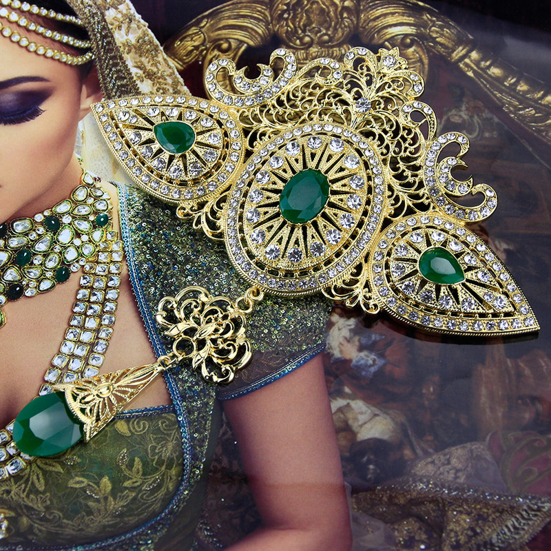 Sunspicems Aukso spalvos Alžyras Maroko sagė moterims Vestuviniai papuošalai Kaftanas Gėlių sagės Arabiškos šeimos nuotakos bižuteris 2022 m.