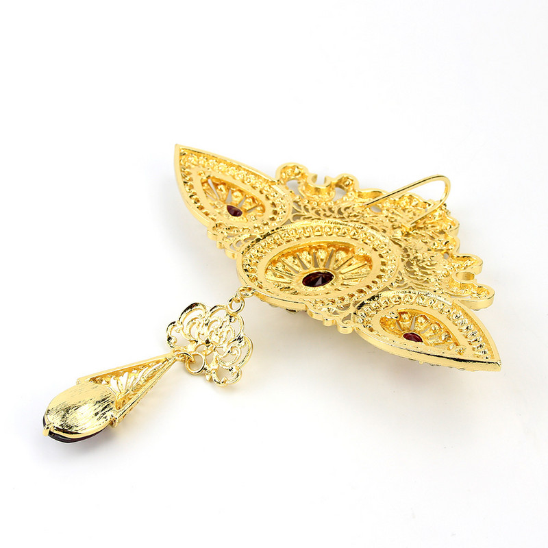 Sunspicems Aukso spalvos Alžyras Maroko sagė moterims Vestuviniai papuošalai Kaftanas Gėlių sagės Arabiškos šeimos nuotakos bižuteris 2022 m.