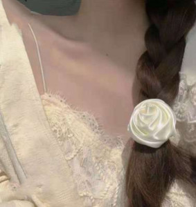 Fflacell 2021 Eenvoudige Koreaanse Roomwit Camellia Rose Haarspeld Haar Touw Vrouwen Accessoires