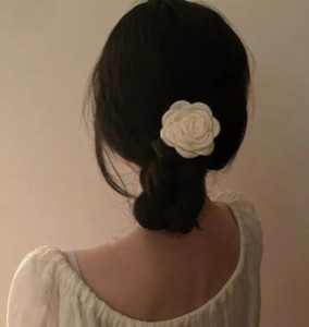 Fflacell 2021 Eenvoudige Koreaanse Roomwit Camellia Rose Haarspeld Haar Touw Vrouwen Accessoires