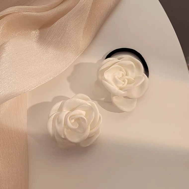 Fflacell 2021 Eenvoudige Koreaanse Roomwit Camellia Rose Haarspeld Haar Touw Vrouwen Accessoires