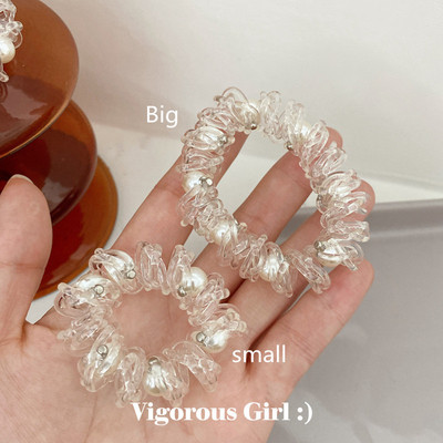 Stil INS Linie telefonică Inel de păr Moda feminină Minge mică Perla Snur de telefon Cap frânghie Cap Coada-calului Bandă de cauciuc Frânghie de păr