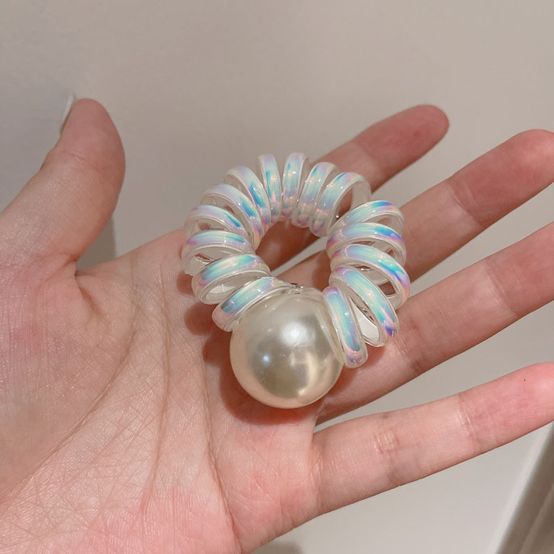 Stil INS Linie telefonică Inel de păr Moda feminină Minge mică Perla Snur de telefon Cap frânghie Cap Coada-calului Bandă de cauciuc Frânghie de păr