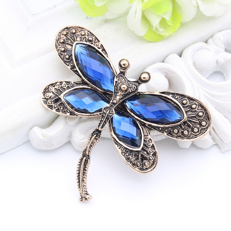 Broșă casual cu libelulă, bijuterii pentru femei, cu insecte, de culoare auriu antic, broșe de Boemia, broșe, design de model în relief