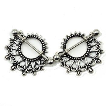 PAIR Surgical Steel New Desgin Sun Drop Piercing Θηλή Ασπίδα μπάρα Δαχτυλίδι Body Jewelry Shield 14g