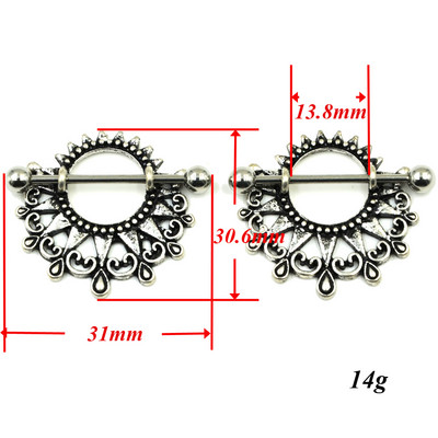 PERECHE Oțel Chirurgical New Desgin Sun Drop Piercing Mamelon Scut Inel Barbell Bijuterii Corp Scut 14g