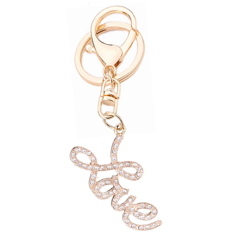 Moda Cristal Scrisoare Iubire Breloc Femei Poșetă Decorație Pandantiv Strass strălucitor Suport cheie Pentru Cadou prietenă