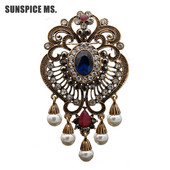 Broșă cu flori de perle simulate din rășină pentru femei egiptene de epocă, bijuterii turcești, culoarea aur antic, pentru nuntă, corsaj etnic