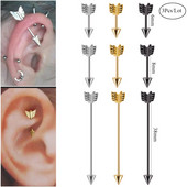 3Pcs Mješovite boje Strelica Hrskavica Naušnica Helix Stud Piercing Kirurški čelik Ravni Industrijski uteg Oreja Prsten Nakit za tijelo