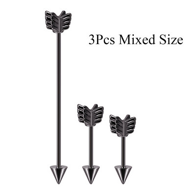 3Pcs Mješovite boje Strelica Hrskavica Naušnica Helix Stud Piercing Kirurški čelik Ravni Industrijski uteg Oreja Prsten Nakit za tijelo