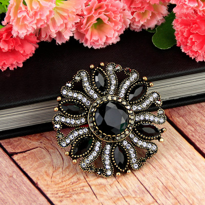 Sunspicems Bohemia Broșă Vintage Pin pentru femei Retro auriu rășină Cristal Bijuterii etnice de nuntă Broșe eșarfă cu rever