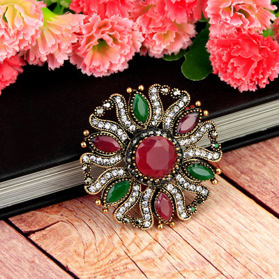 Sunspicems Bohemia Broșă Vintage Pin pentru femei Retro auriu rășină Cristal Bijuterii etnice de nuntă Broșe eșarfă cu rever