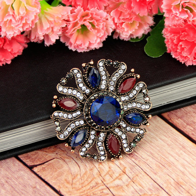 Sunspicems Bohemia Broșă Vintage Pin pentru femei Retro auriu rășină Cristal Bijuterii etnice de nuntă Broșe eșarfă cu rever