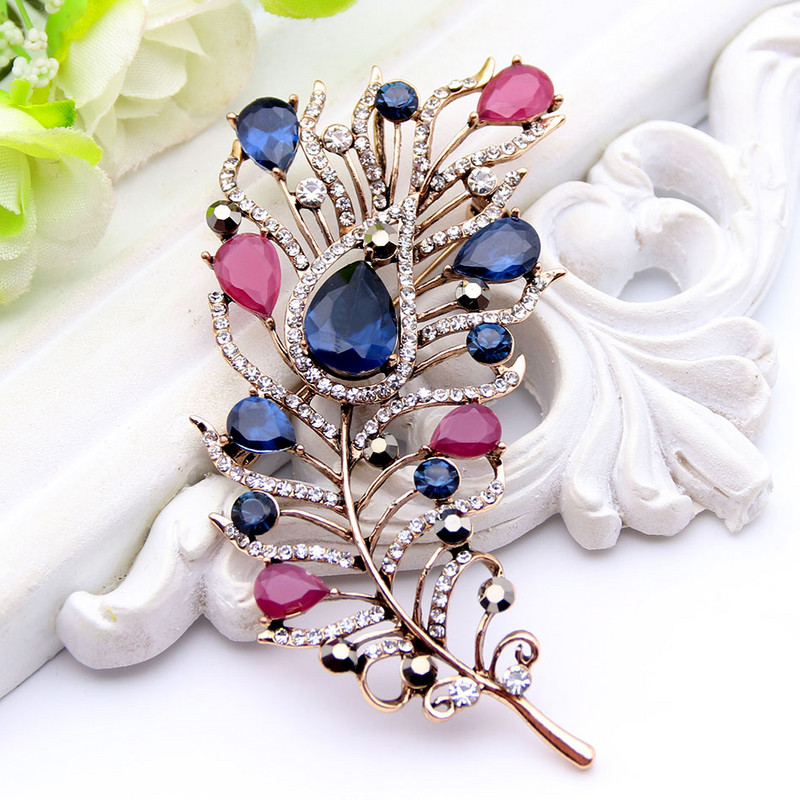 Igényes török női virágos bross tű Vintage toll design műgyanta ékszer tűk Antik arany színű levél bross bross