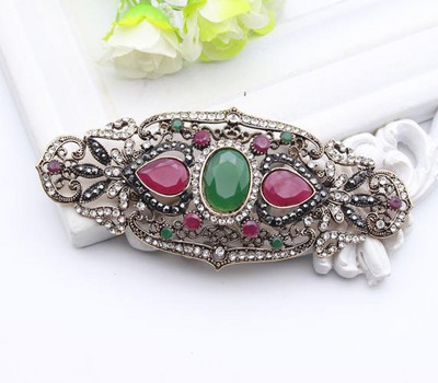 SUNSPICE MS Broșă cu flori etnice turcești de dimensiune mare pentru femei, bijuterii vintage, broșe de culoare aurie antică, broșe, bijuterii de mireasă