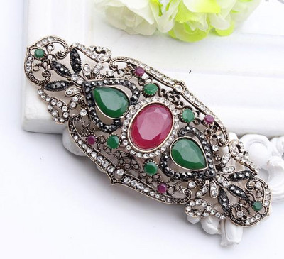 SUNSPICE MS Broșă cu flori etnice turcești de dimensiune mare pentru femei, bijuterii vintage, broșe de culoare aurie antică, broșe, bijuterii de mireasă